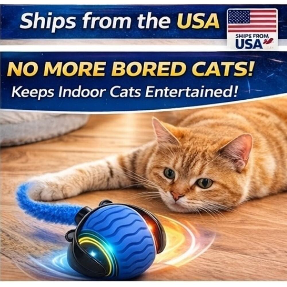 Smart Automatic Cat Toy Ball USB Rechargeable Auto Turn Interactive Pet Toy...